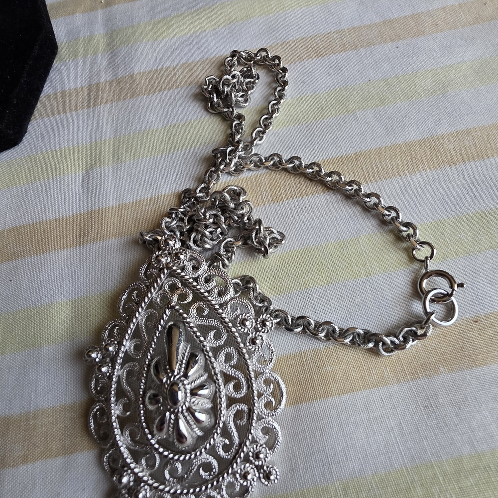 T Tahari Intricate Silver Lace Necklace
